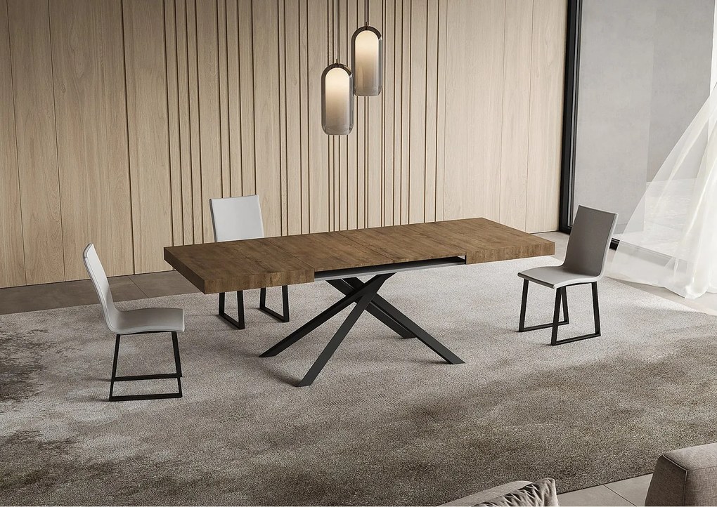 Stół rozkładany Niket orzechowy 130/234x90 cm z nogami w kolorze antracytowym