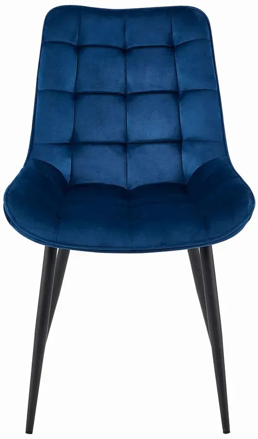 Granatowe metalowe krzesło welurowe do stołu F7-T67