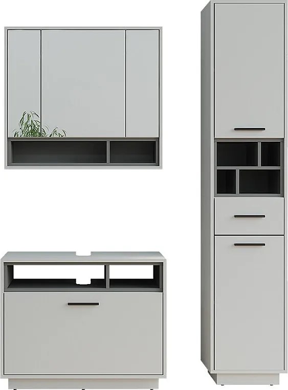 Zestaw mebli łazienkowych szary/antracyt 80x35x64 beatrice