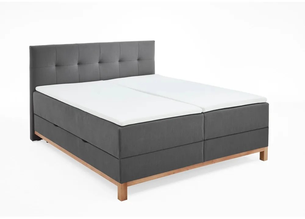 Ciemnoszare łóżko boxspring ze schowkiem 180x200 cm Catania − Meise Möbel