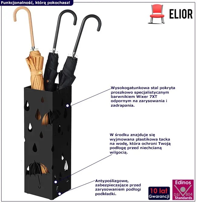 Ażurowy Parasolnik Czarny Metalowy Do Przedpokoju N5-H07