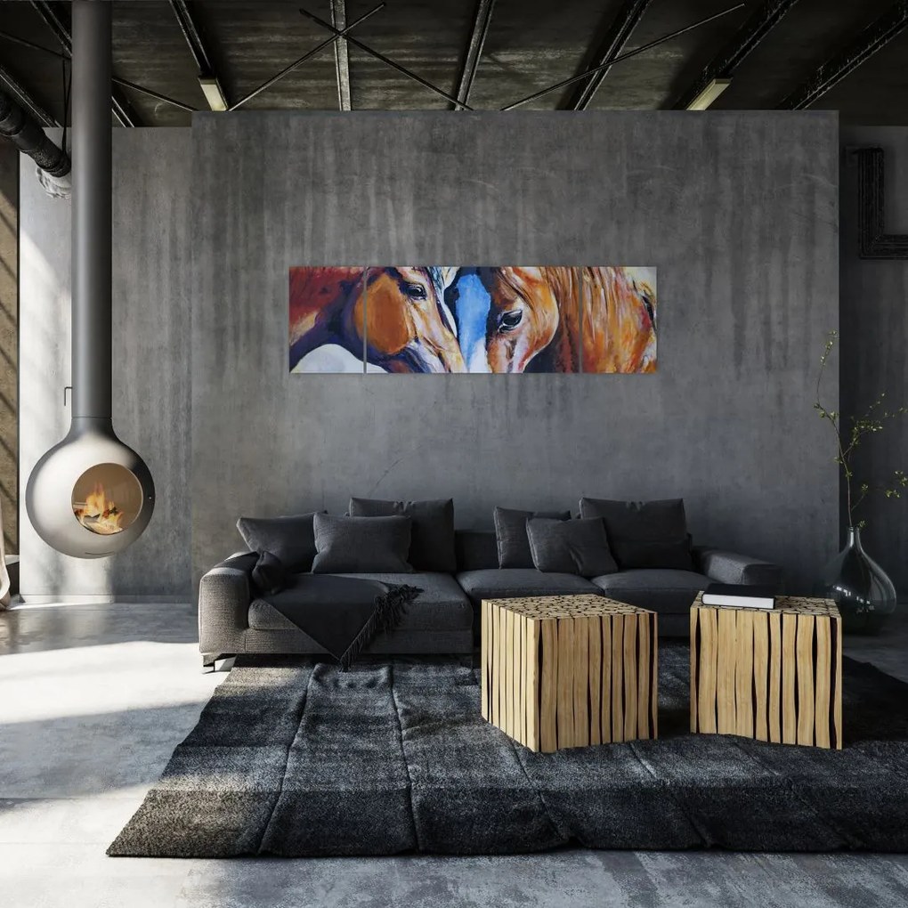 Obraz - Zakochane konie (170x50 cm)