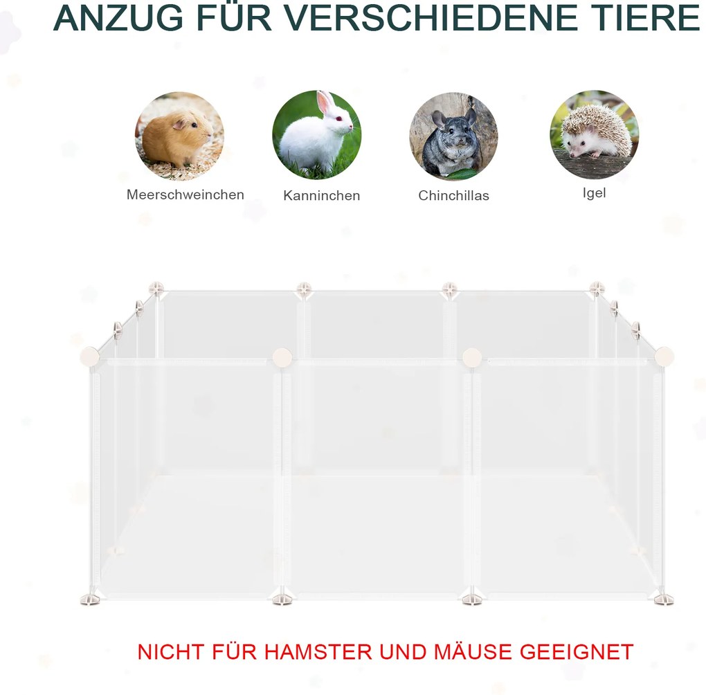 Kojec DIY dla szczeniąt 12 paneli łatwy montaż przestronny biały 105x105x45cm | Aosom PL