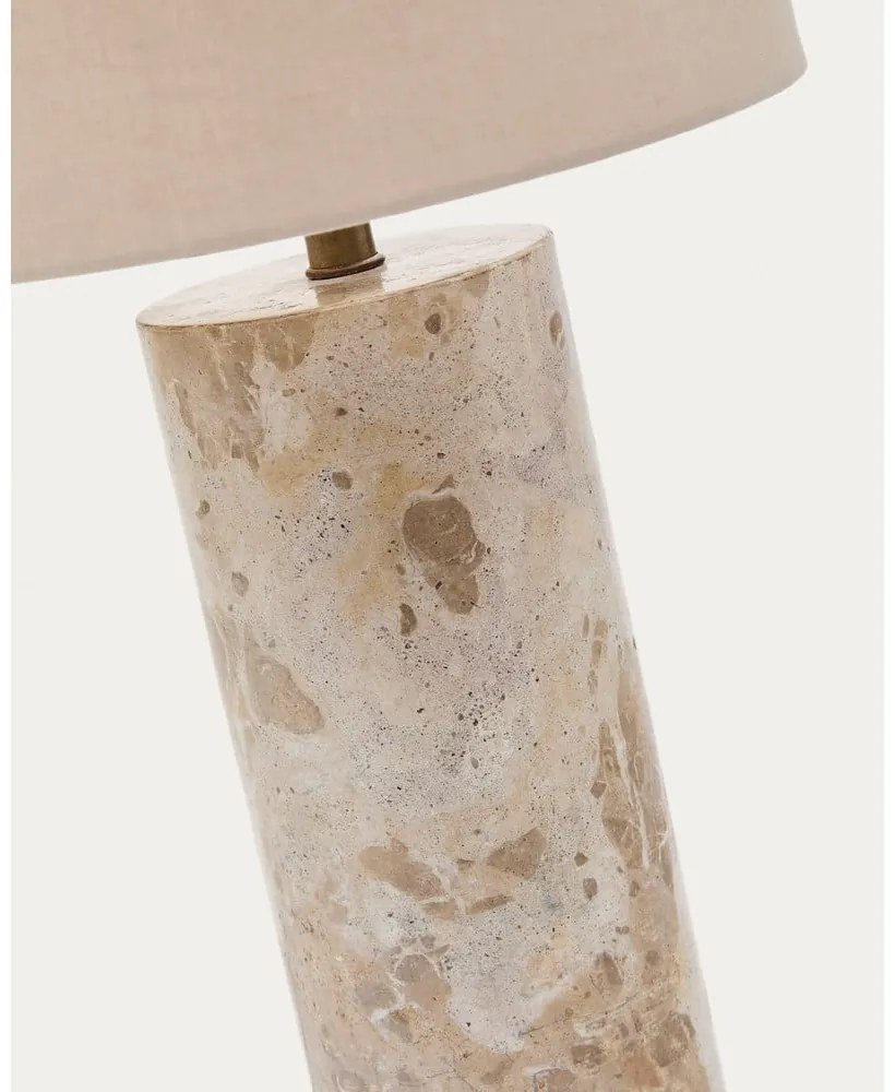 Beżowa marmurowa lampa stołowa z tekstylnym kloszem (wysokość 54 cm) Raze – Kave Home