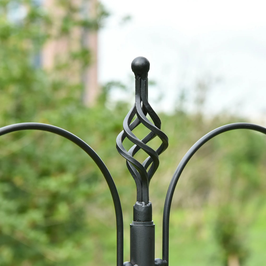 Stacja karmienia ptaków PawHut, zewnętrzny rozdzielacz pokarmu, 4 haczyki, Stal, Czarny