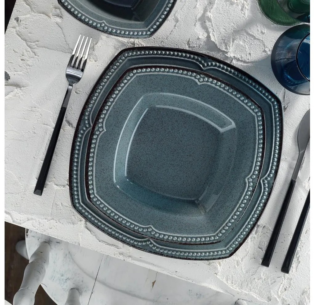 Zestaw obiadowy 24 szt niebieski/porcelana