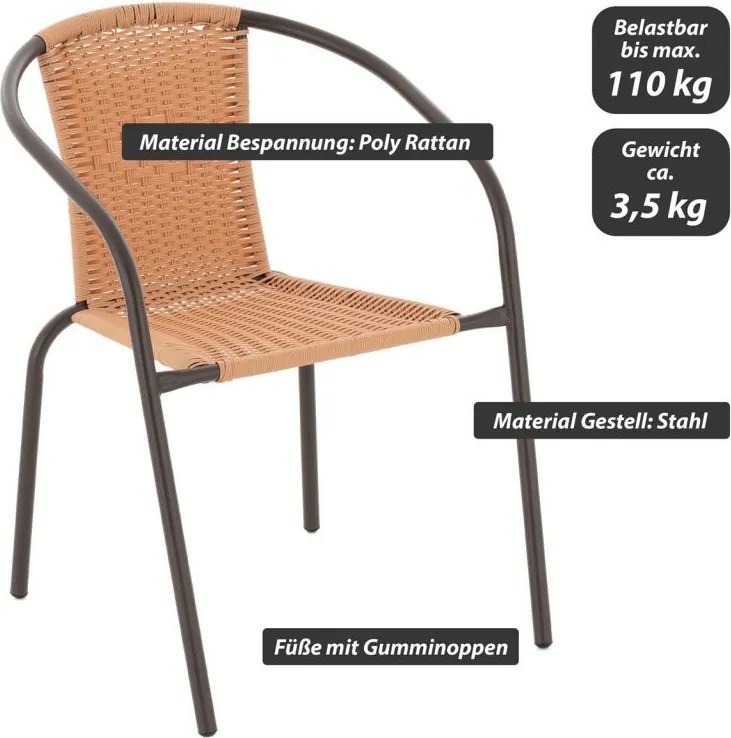 GARTHEN Zestaw 2 krzeseł bistro, jasnobrązowy