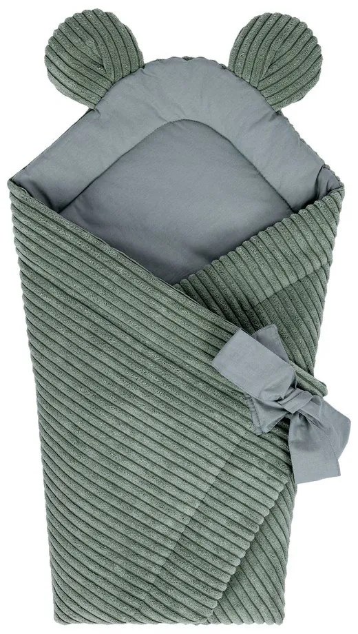 Zielony rożek niemowlęcy sztruksowy 35x65 cm – Meowbaby