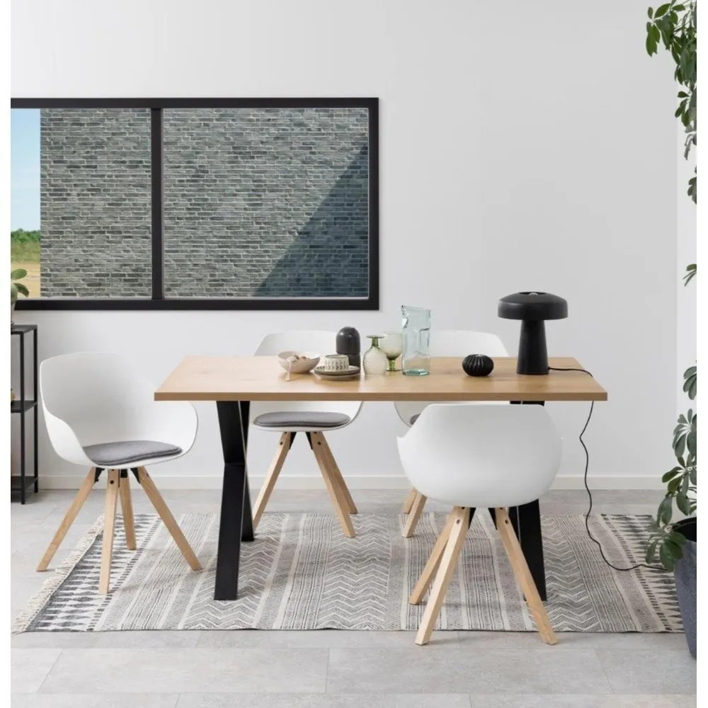 Biało-szare tapicerowane krzesła z podłokietnikami zestaw 2 szt. Tina – Actona