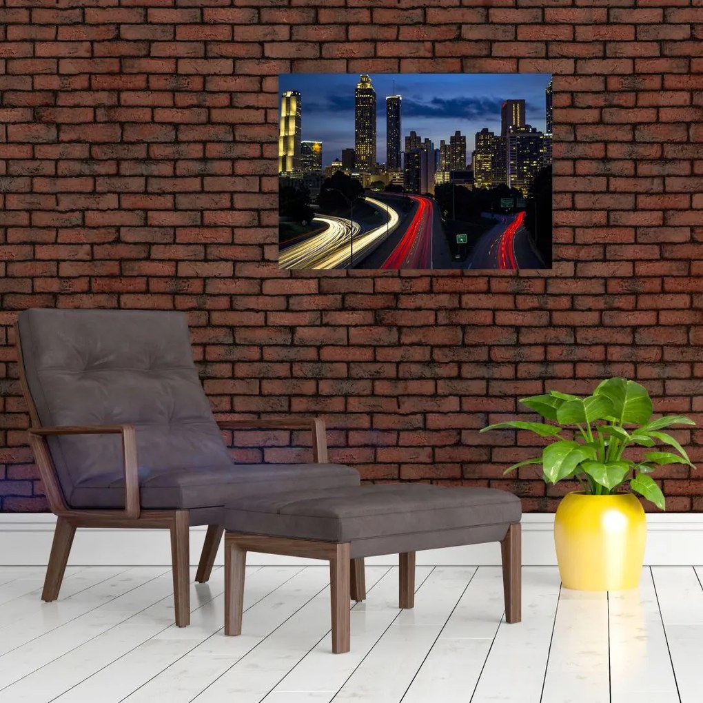 Obraz na szkle miasta nocą (70x50 cm)