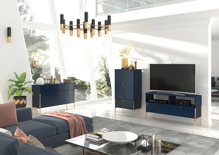Granatowy stolik kawowy w stylu glamour M0-R08