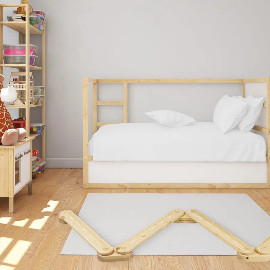Ścieżka sensoryczna drewniana, balance beam, 5 elementów, biała - meowbaby®