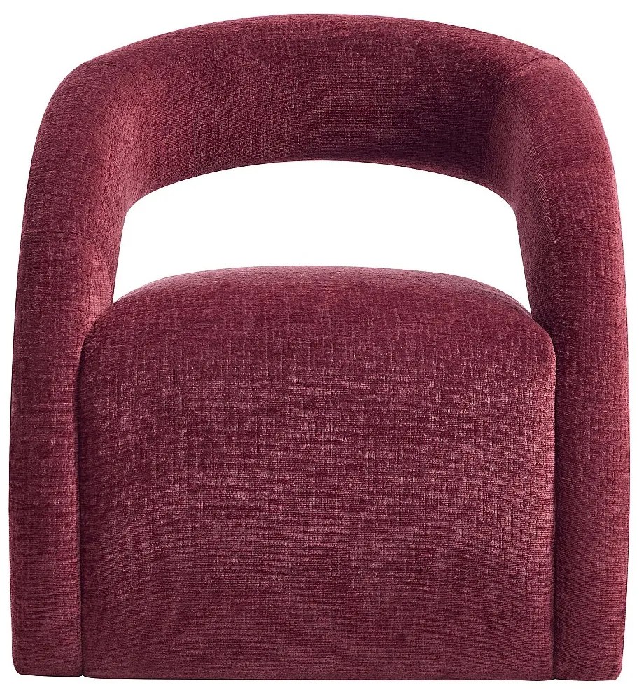 Fotel z burgundowej tkaniny szenilowej LUCIOTA marki Maison Céphy
