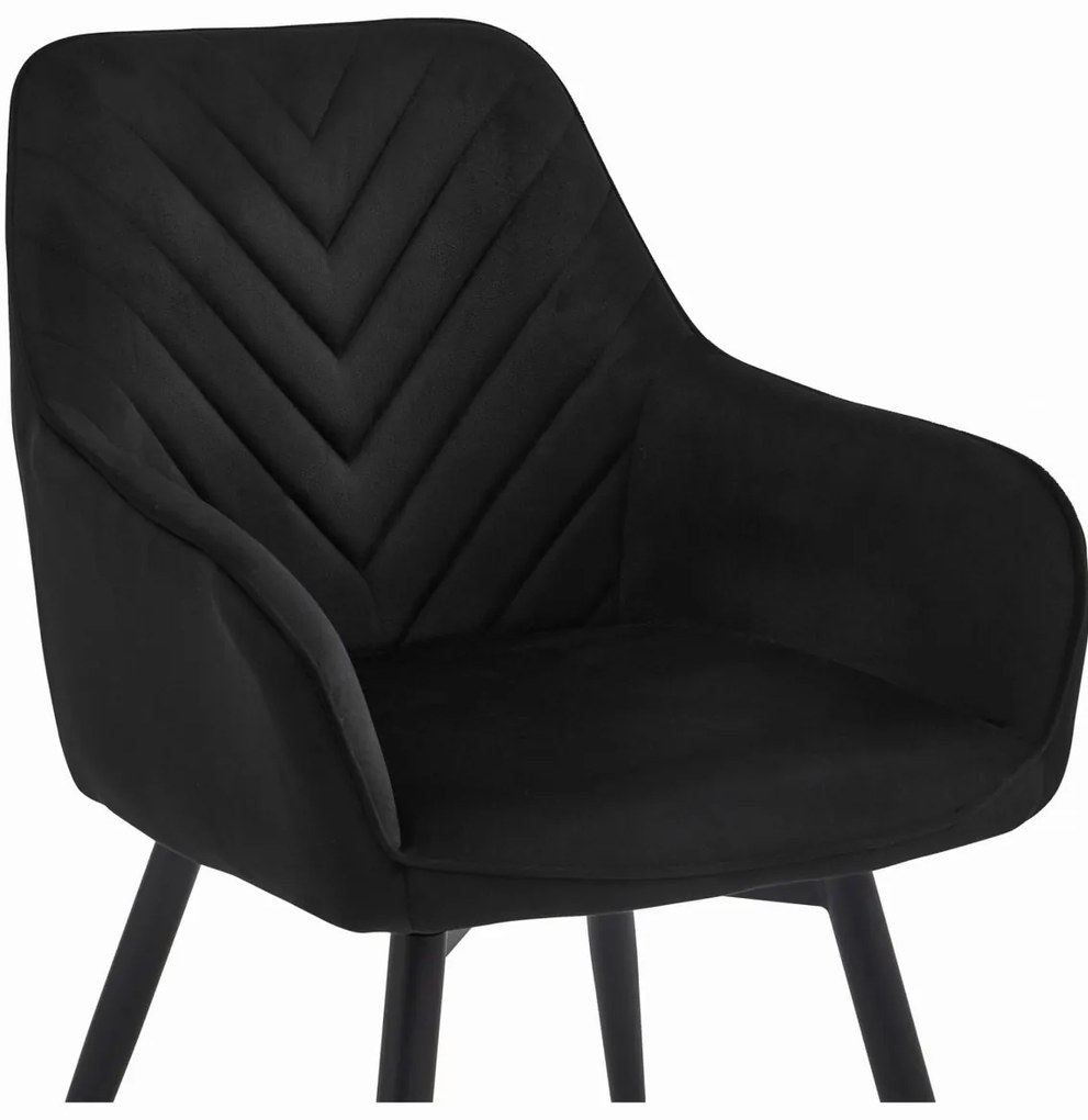 Obrotowy fotel jadalniany NANA360 VELVET, czarny