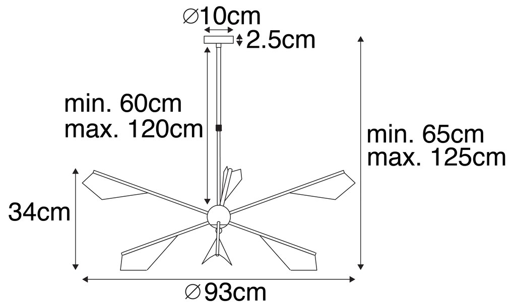 Designerska lampa wisząca czarna i złota 6-światłowa - SinemDesignerski Oswietlenie wewnetrzne