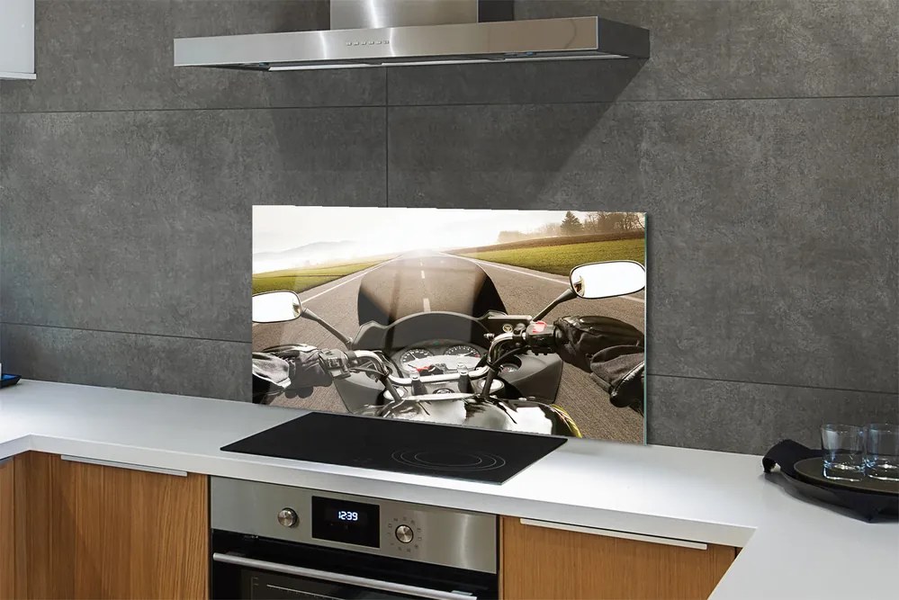 Szklany Panel Motocykl na tle Gór i Nieba