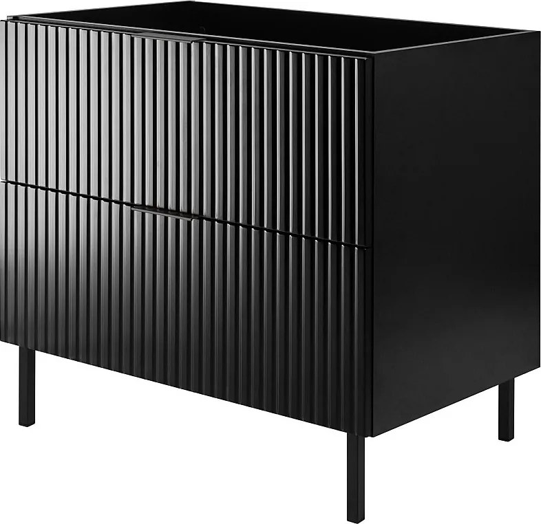 Szafka pod umywalkę, Czarny, 80 x 77 x 46 cm, uchwyt czarny, nogi czarne, bez blatu