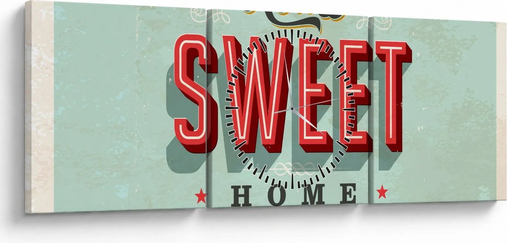 Obraz - Home sweet home (z zegarem) (90x30 cm)