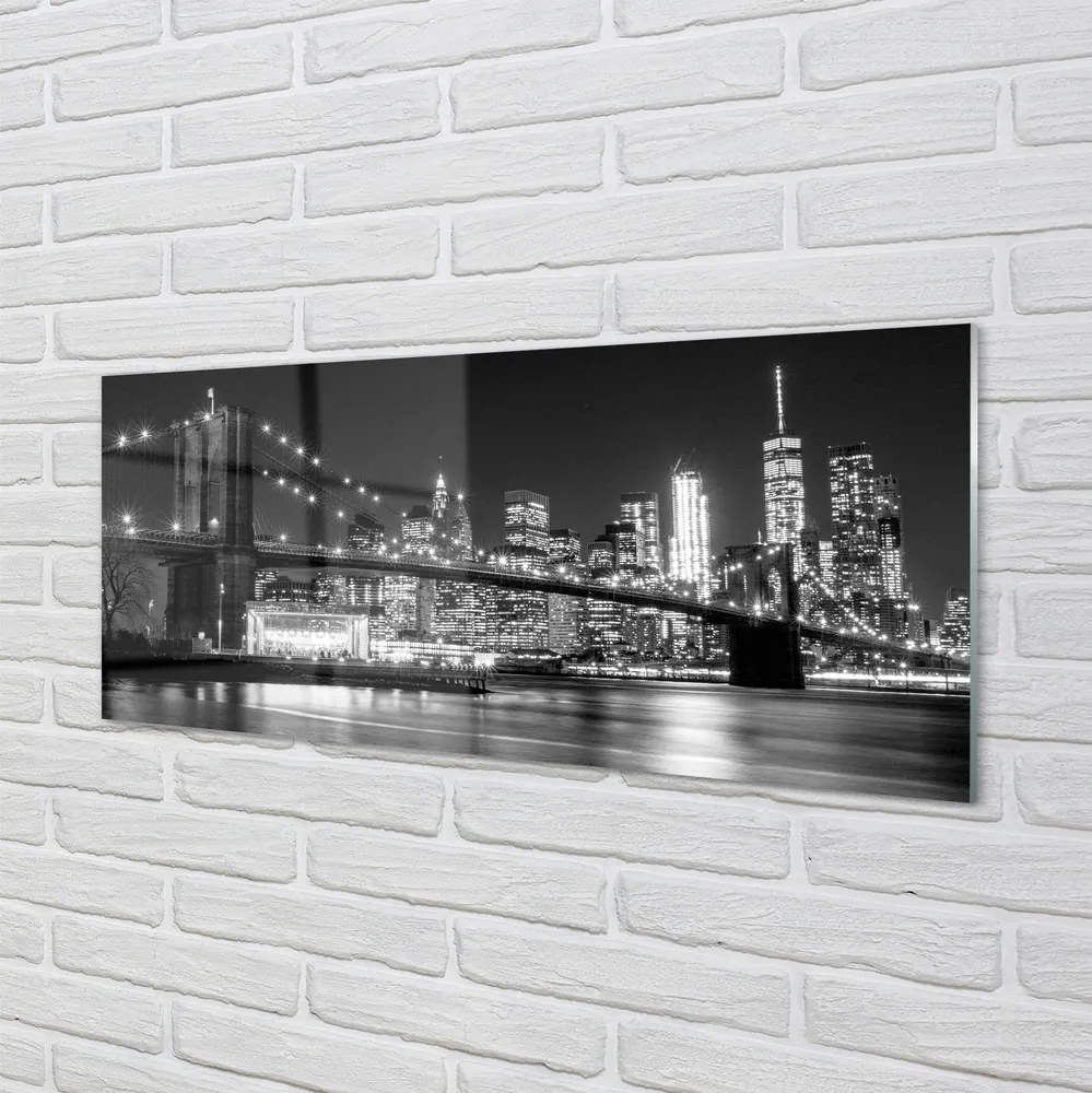 Panel szklany do Kuchni Nocna Panorama Mostu i Miasta
