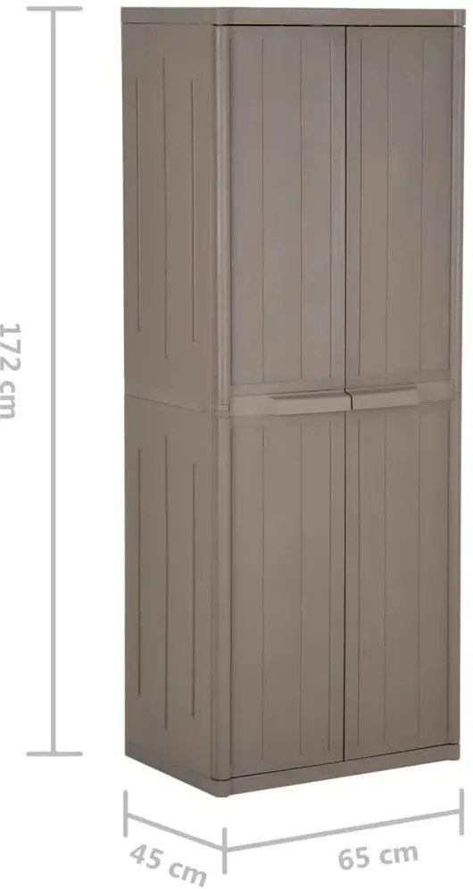 Brązowa szafa gospodarcza dwudrzwiowa z 4 półkami L6-N88