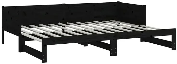 Czarne łóżko rozkładane z litego drewna 2x(80x200) cm - Eluwin 3X