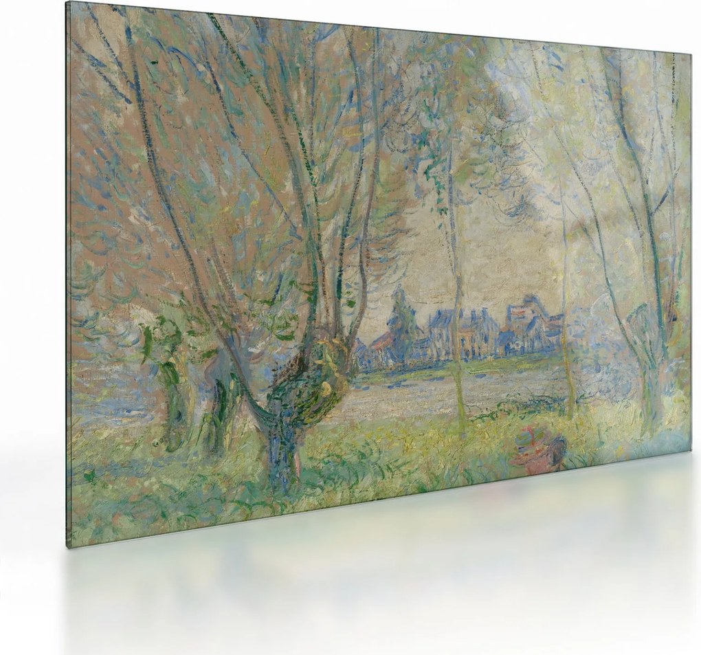Obraz na szkle - Claude Monet, Woman Seated under the Willows, reprodukcje (70x50 cm)