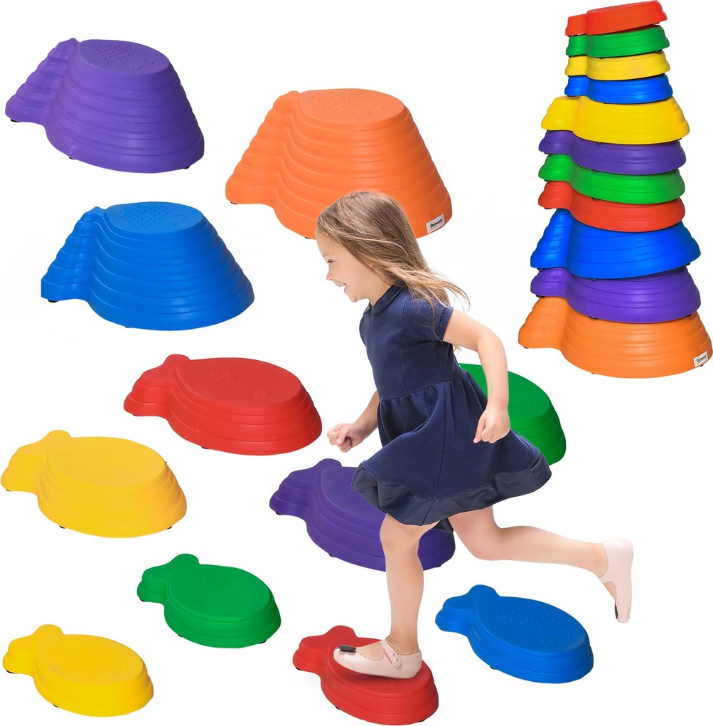 Outsunny Kamienie do balansowania Składane antypoślizgowe do zabawy wewnątrz i na zewnątrz Nośność 100kg | Aosom PL