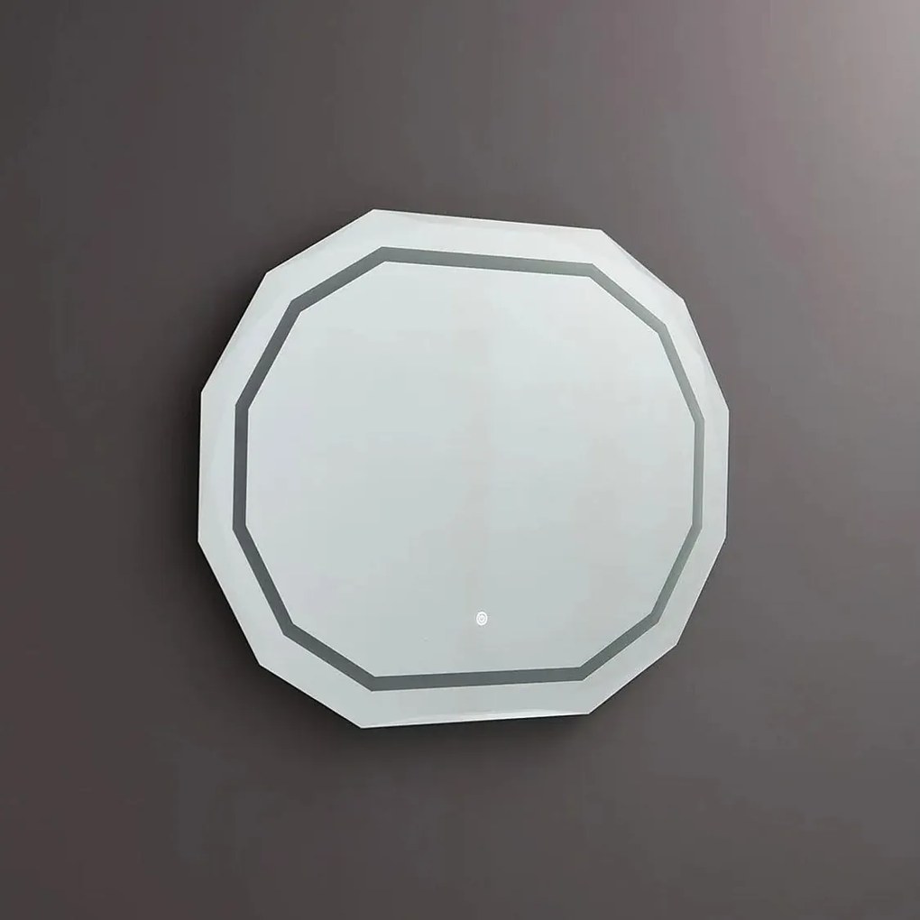 Lustro LED "Horizonte" z fasetowaną krawędzią i oświetleniem cm 90x70h