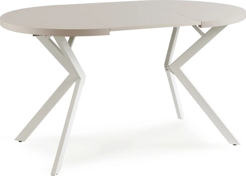 Stół Okrągły Rozkładany DORIAN 80-160 cm Kaszmir/Biały Nowoczesny