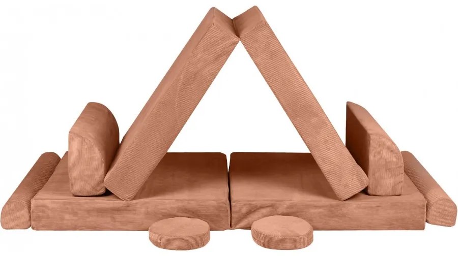 Slimcord sztruksowa sofa dziecięca, ceglana - meowbaby®
