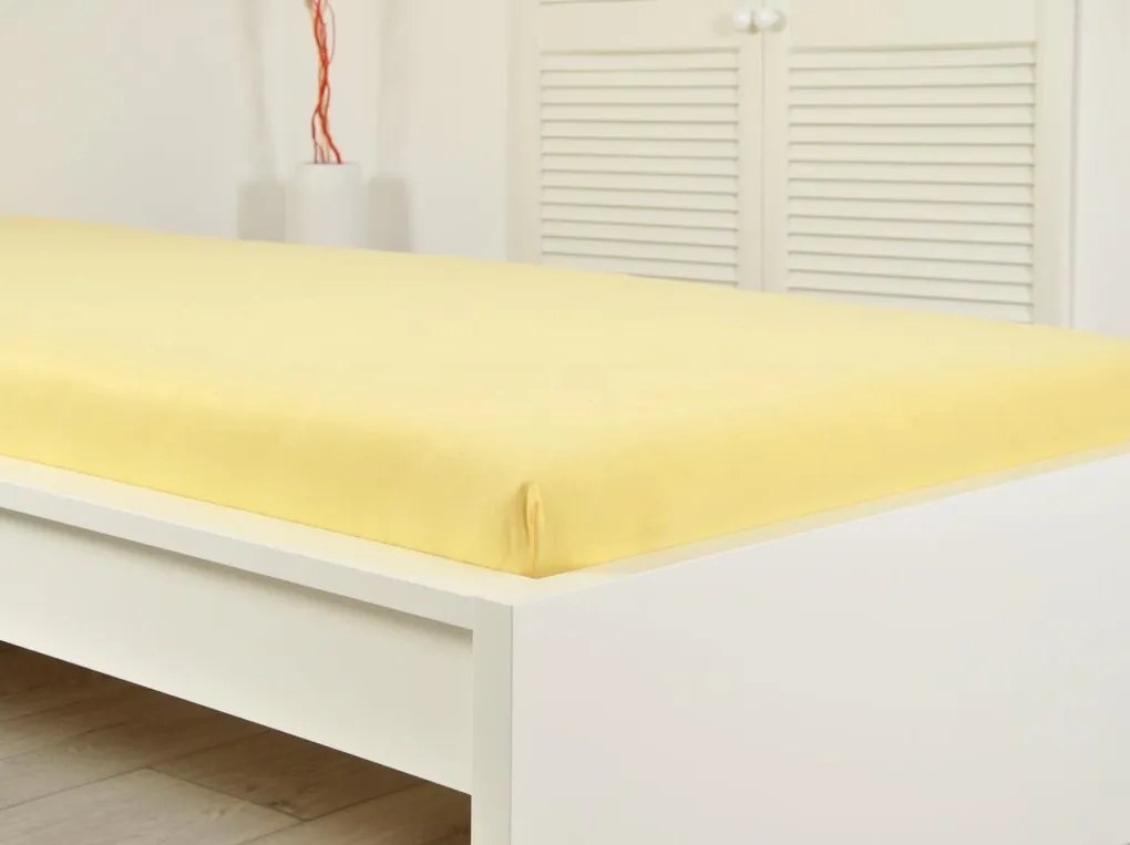 PrzytulneMieszkanie.pl Prześcieradło jersey do łóżeczka dziecięcego EXCLUSIVE 70x140 cm jasnożółte