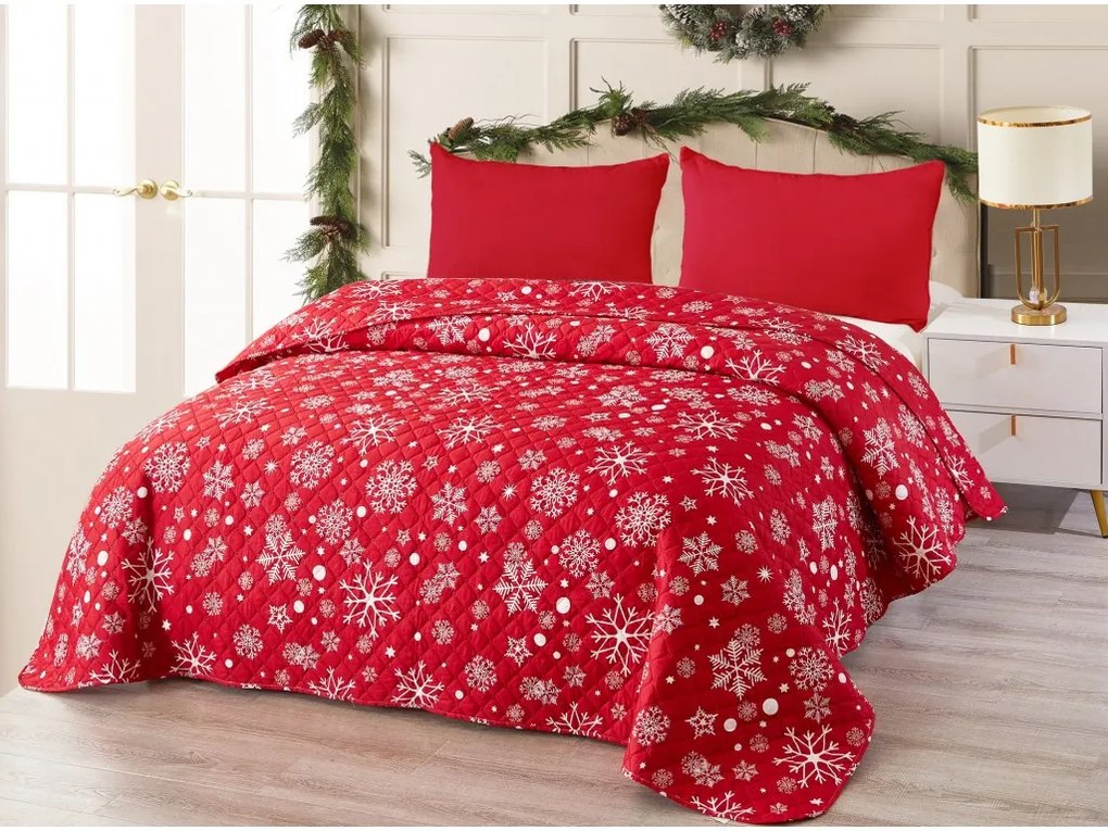 Narzuta na łóżko SNOWFALL, czerwona Rozmiar: 170 x 210 cm