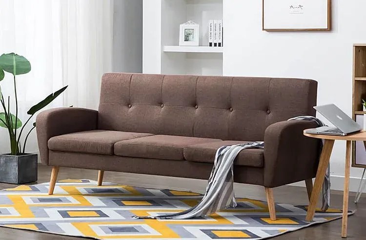 Trzyosobowa sofa pikowana brązowa - Umberro 3Q