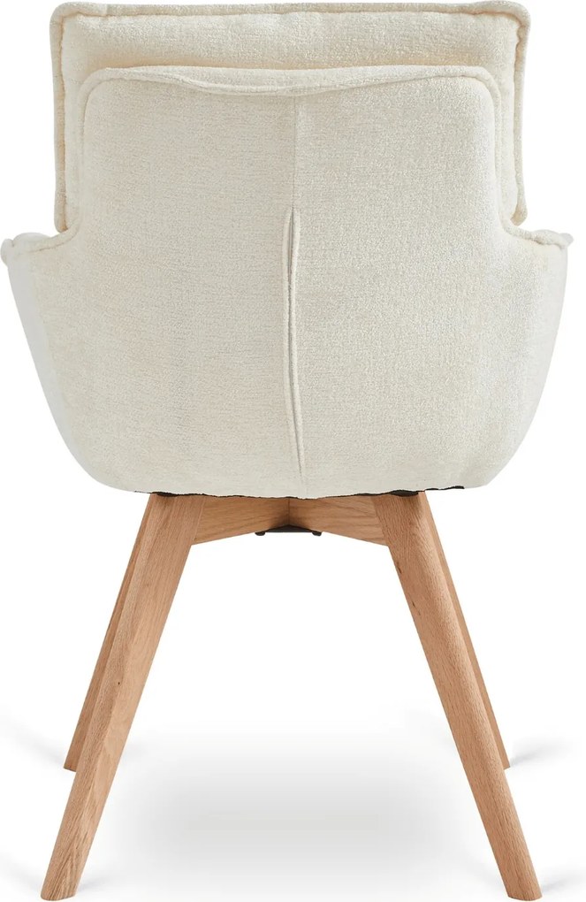 Krzesło Tapicerowane Obrotowe DIAS Kremowe Nowoczesne Boucle