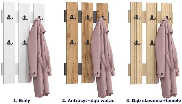 Biały minimalistyczny wieszak ścienny - Erlos 8X