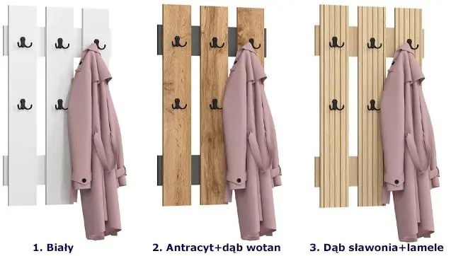 Biały minimalistyczny wieszak ścienny - Vatori 8X