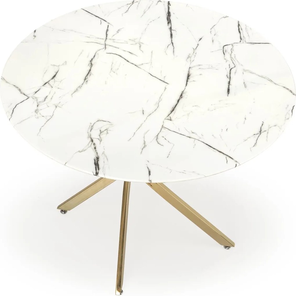 Okrągły stół z marmurowym blatem Raymond 2 na złotych nogach