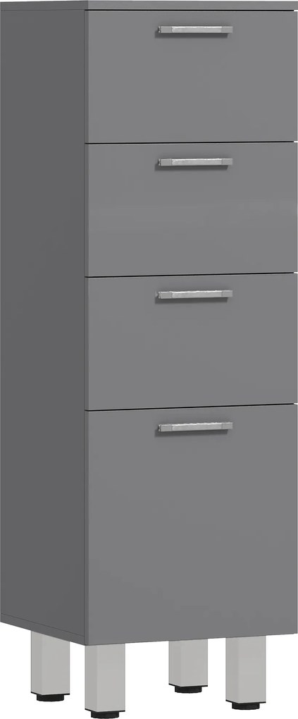 kleankin Szafka łazienkowa, szafka łazienkowa, 4 szuflady, płyta wiórowa, gładka, szary | Aosom PL