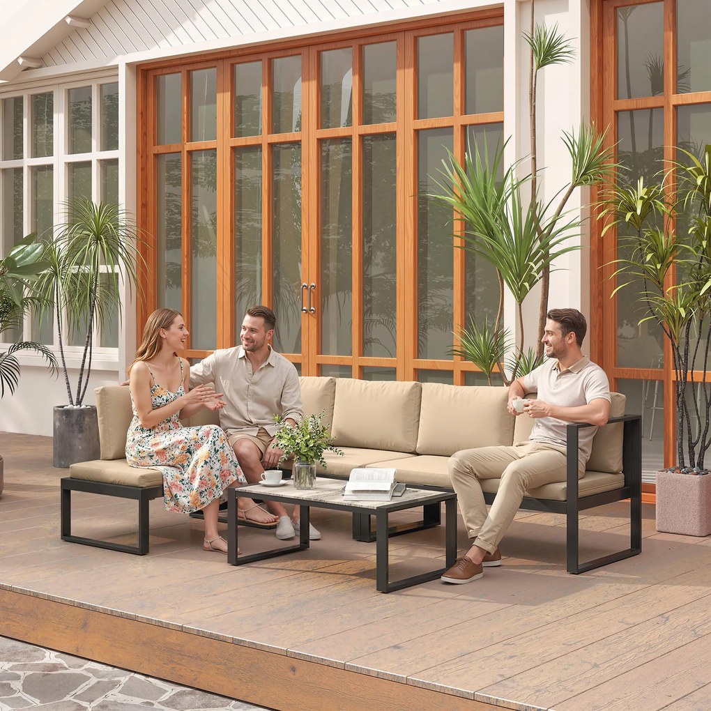Outsunny gartenlounge loungeset ecklounge terrassenlounge loungesofa gartengarnitur | Aosom PL