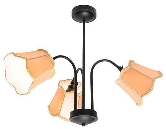 Klasyczna lampa sufitowa czarna zzłotym kloszem 3-światłowa - Nona klasyczny/Antyczny Oswietlenie wewnetrzne