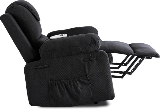 Fotel Masujący FENIX z Funkcją Wstawania Elektrycznie Rozkładany Czarny Nowoczesny