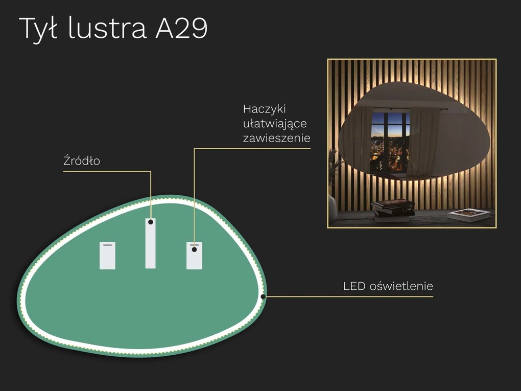 Organiczne lustro LED z oświetleniem A29
