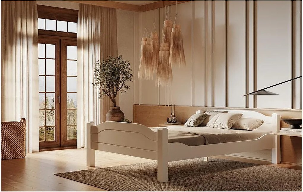 Łóżko 212x150x68 cm sosna biała LIVA WHITE 140