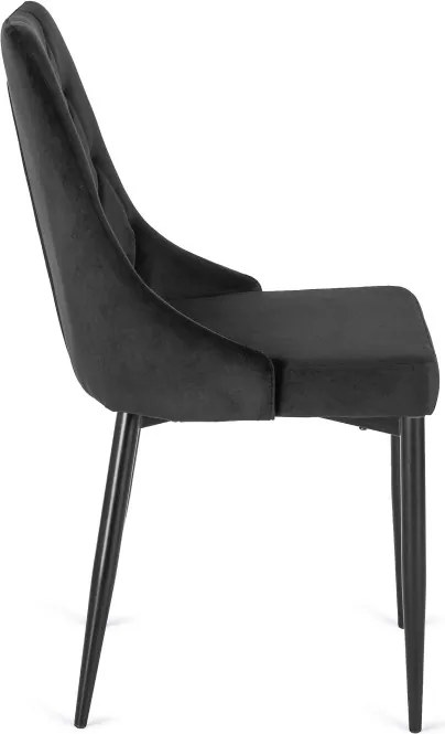 Krzesło Tapicerowane do Salonu CORK Czarne Welurowe Nowoczesne Loft