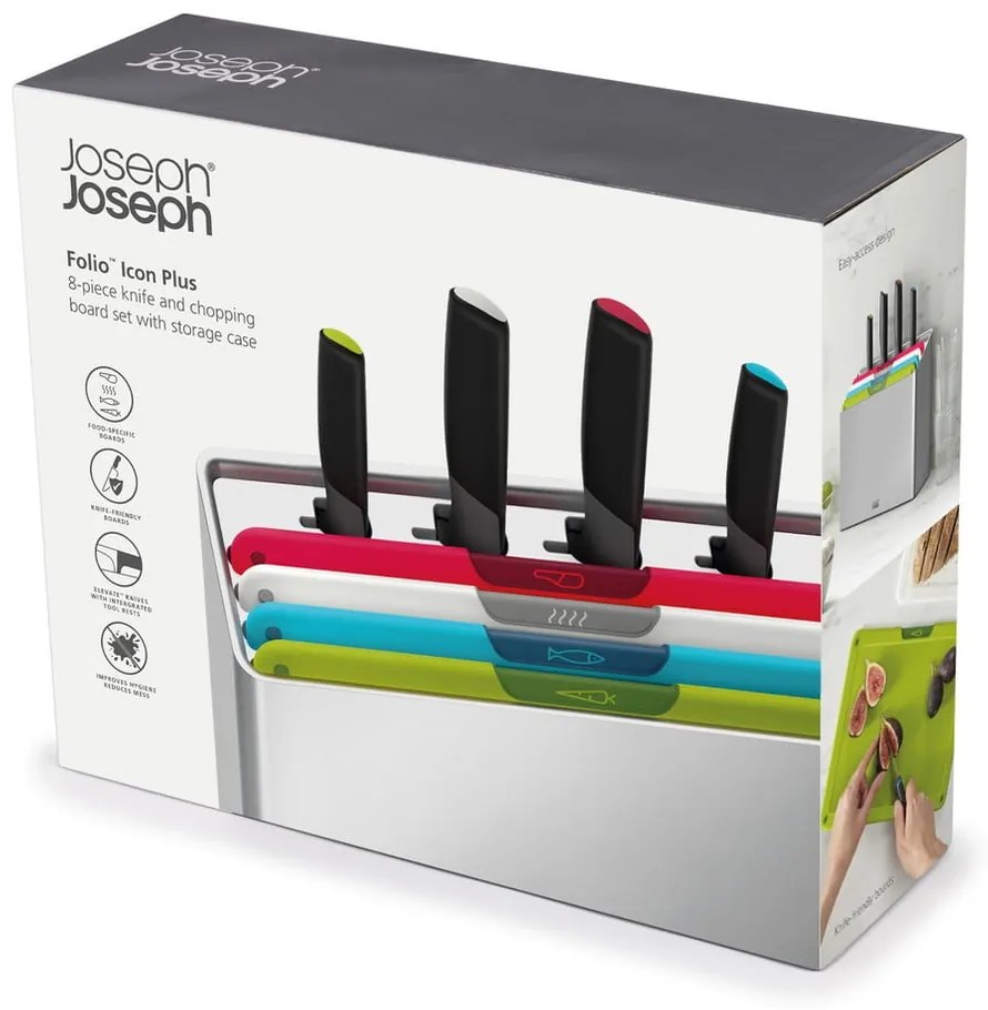 Zestaw desek i noży ze stojakiem 10x32 cm Folio Icon Plus – Joseph Joseph