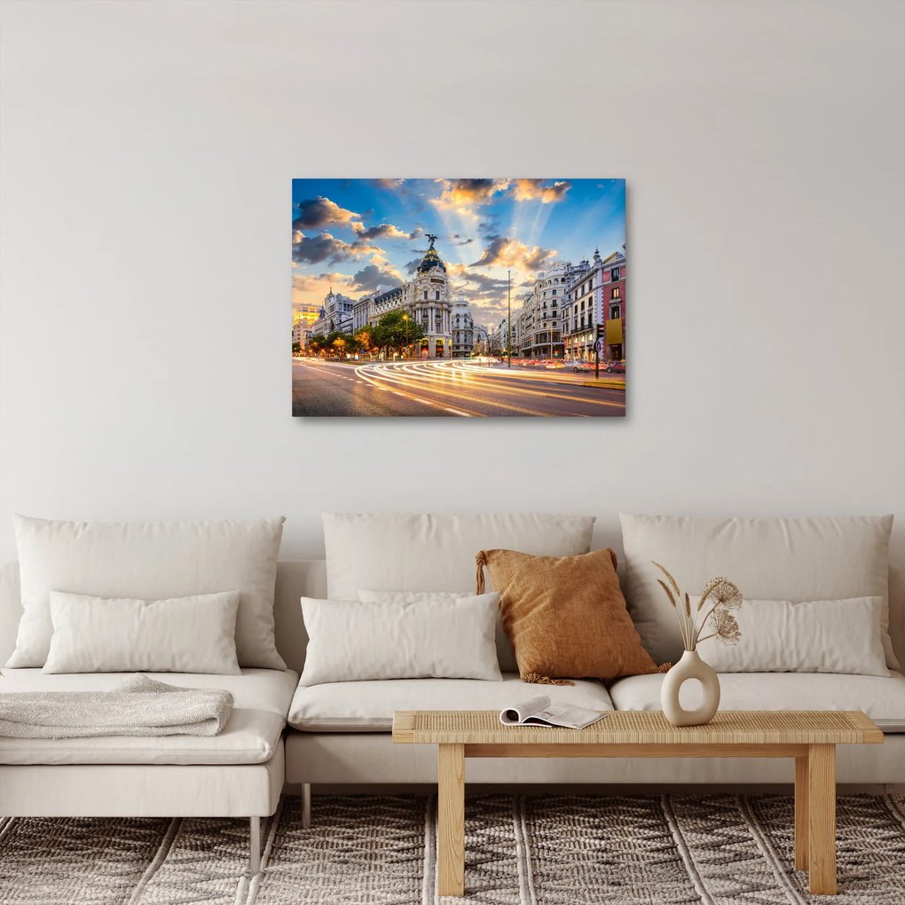 Obraz - Calle Gran Vía, Madryt, Hiszpania (70x50 cm)