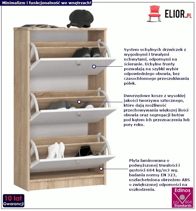 Szafka na buty w kolorze dąb sonoma/biały Z2-Z50