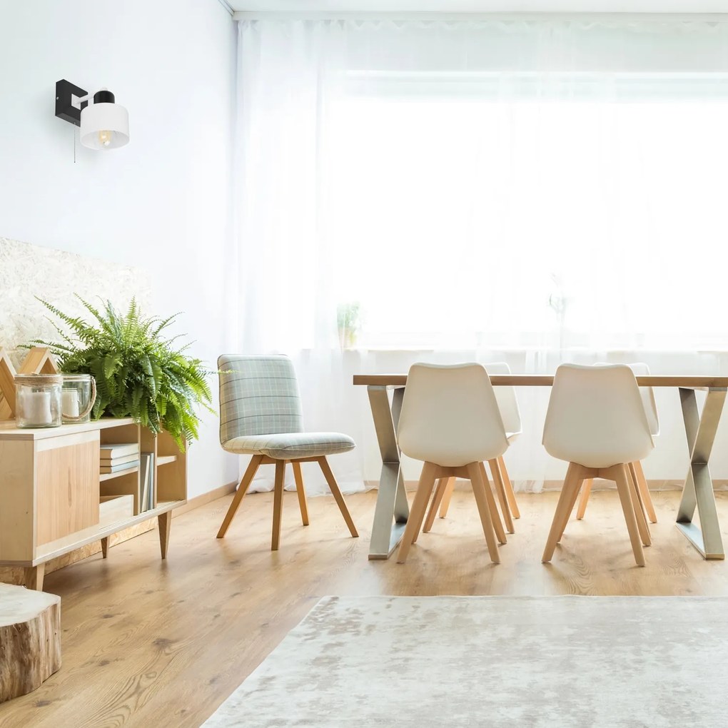 Biało-czarny kinkiet LED SHWD-WE10x10SC jednopunktowy z litego drewna