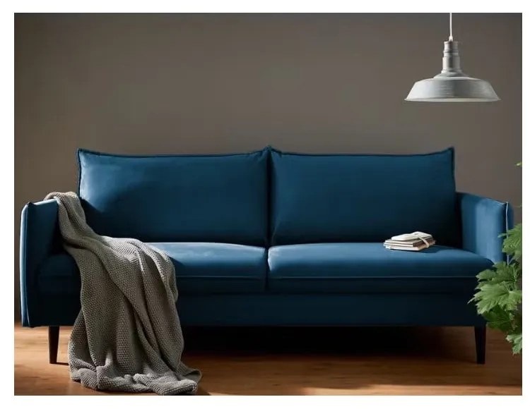 Ciemnoniebieska aksamitna sofa 203 cm Juli – Ropez