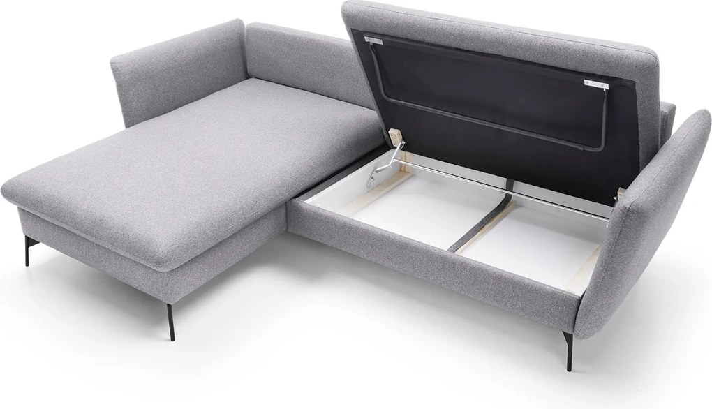 Masseno Narożnik FERRO z funkcją spania i pojemnikiem na pościel Narozniki L, Rozkładana sofa - Szary, SOLID 89
